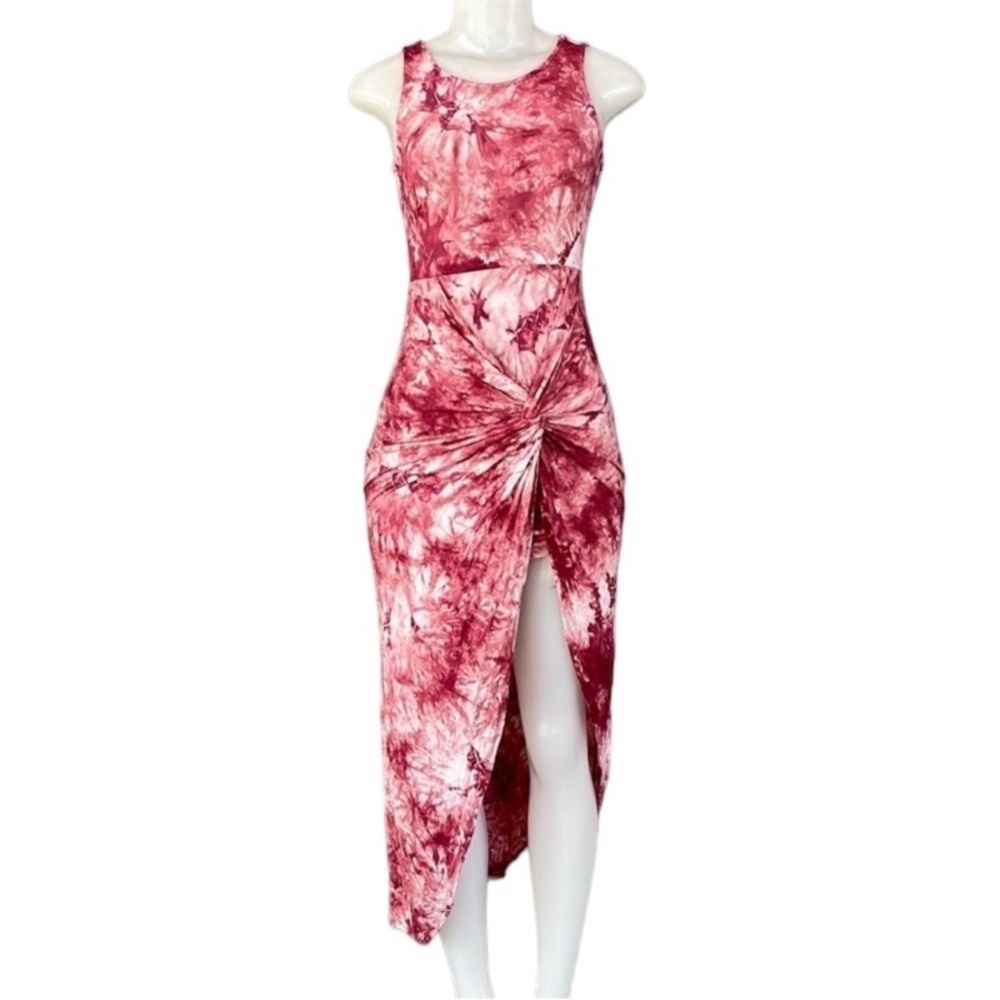 Heart & Hips Asymmetrical Red Tie-Dye Dress Size S